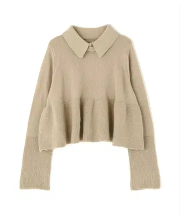 NATURAL BEAUTY BASIC 카라 부착 페플럼 니트 베이지