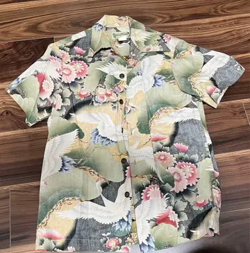 하와이안 셔츠 학꽃무늬 반팔 (오키나와에서 구매)