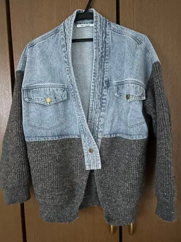 MELANGE 데님 니트 가디건