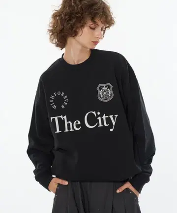 The City WISHFOREVER 맨투맨 블랙