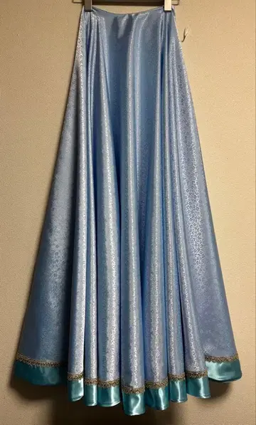 [ 다카라즈카 여역풍 스카이 블루칼라 자카드 원단 연습용 롱 스커트 ]