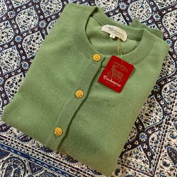 새상품 캐시미어 100% 가디건 그린 L