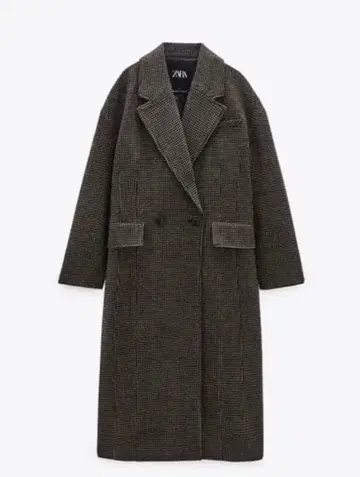 새상품급 ZARA 하운드 투스 코트 데님 가죽