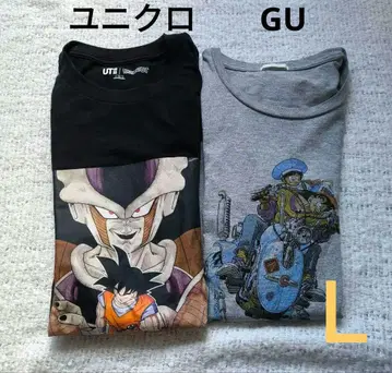 새상품급 L 유니클로 GU 드래곤볼 T셔츠 세트