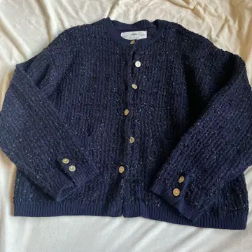 퓨어세신 트위드라이크 자카드 니트 가디건