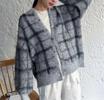 [핸드 워셔블] 2WAY 샤기 체크 가디건