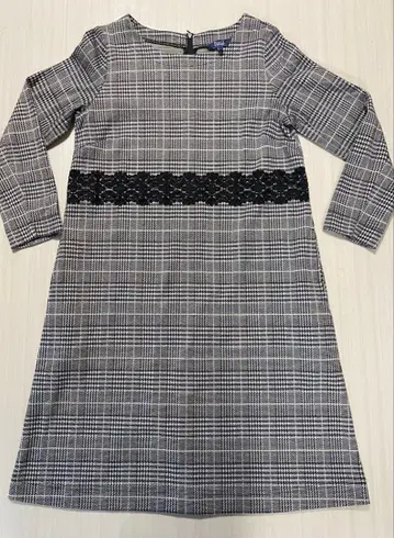 준코 시마다 체크 무늬 레이스 허리 원피스 L 사이즈