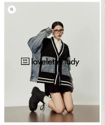 AURORA VintageStitched Denim Knit Jacket