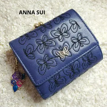ANNA SUI 안나수이 파란 나비 자수 3단 폴더형 지갑