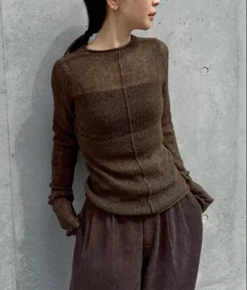 select moca by son 센터라인 시어 니트 브라운