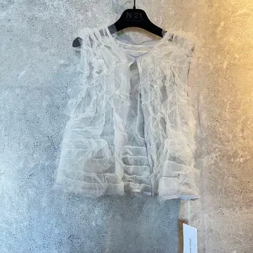 design aera 프릴 쉬폰 베스트 아이스 그레이