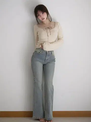 andmary Heart stitch denim