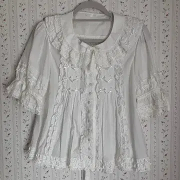 핑크하우스 블라우스 반팔 화이트