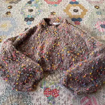 210nouve 믹스 컬러 오버 사이즈 크롭 니트 폼폼