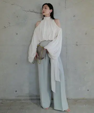 anuans 투턱 와이드 팬츠 민트 XS