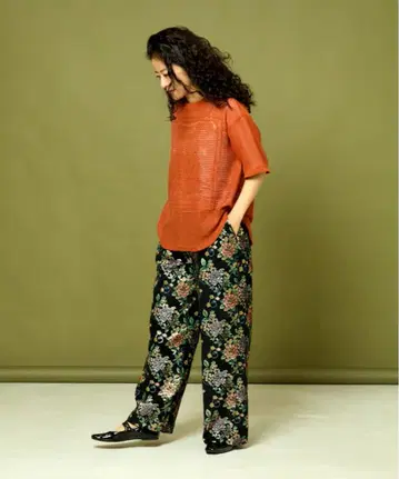 freada 꽃 자카드 와이드 팬츠 택 포함