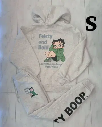 [ 미사용 ] Betty Boop 셋업 후드티 맨투맨 그레이