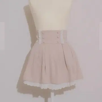 pium 코튼 레이스 프릴 도리 미니 스커트 핑크