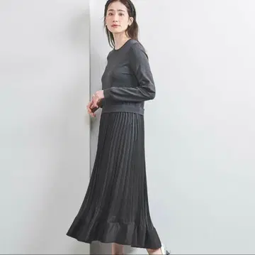 UNITED ARROWS 콤비 플리츠 원피스