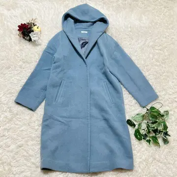 a.v.v 후드 부착 코트 L 탁한 블루 롱 체형 커버