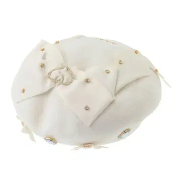 LIZ LISA 빅 리본 바스크 베레모 화이트