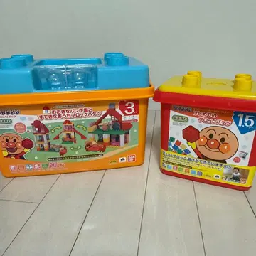 호빵맨 블록 두 상자 분량 커다란 빵 공장과 멋진 집 블록 버킷