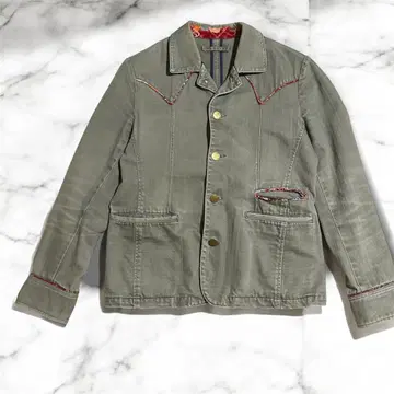 TK TAKEO KIKUCHI 후염 데님 셔츠 오픈 카라 디자인 버튼