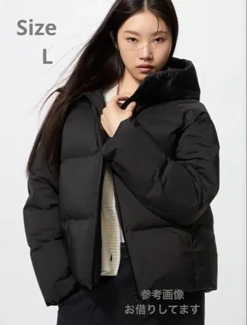 유니클로 심리스 다운 후드티 L 블랙