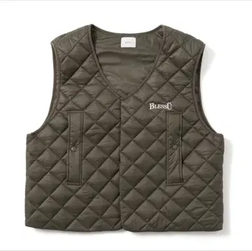 BlessU 퀼팅 베스트 올리브 그린
