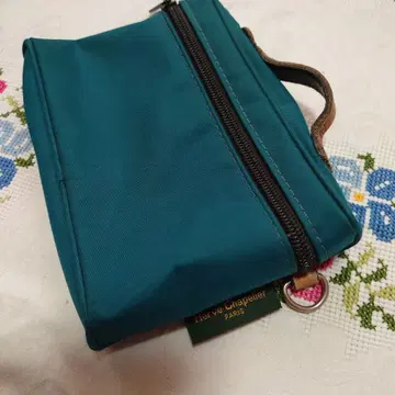 에르베샤 펠리에 미니 파우치 사용품 그린 가죽 손잡이 프랑스제