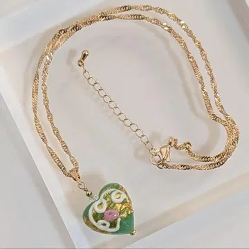 셀레니시마 그린 베네치안 유리 체인 목걸이