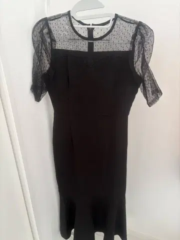 salire 블랙 드레스 시스루 소매