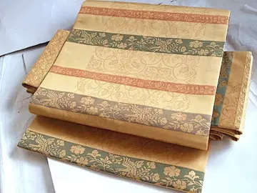 직조 나고야 오비 (가로줄 당화문) 길이 373 순수 실크 새상품급