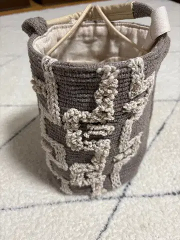 beej 그레이 코튼 바스켓백