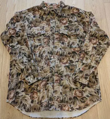 올 패턴 꽃무늬 코듀로이 긴팔 셔츠