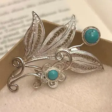 silver x 터콰이즈 브로치