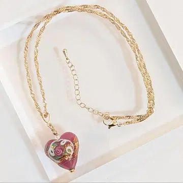 세레니시마 핑크 베네치안 유리 체인 목걸이