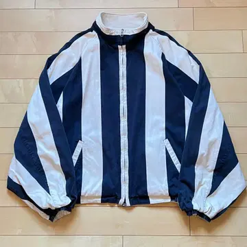 리버서블 블루종 화이트 x 네이비 스트라이프 & 화이트 빅 사이즈 자켓