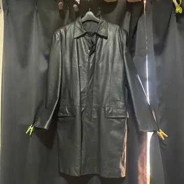 블랙 가죽 코트 롱 타입