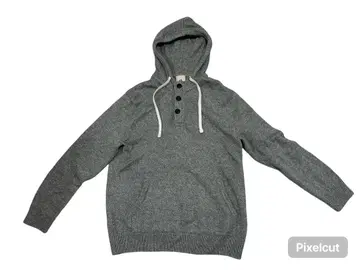 남성용 H&M 그레이 후드 부착 니트 스웨터 M/S