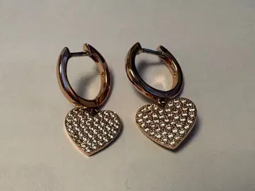 케이트 스페이드 하트 모양 핑크 골드 톤 후프 귀걸이