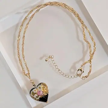 세레니시마 블랙 베네치안 유리 체인 목걸이