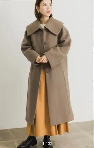 미사용 새상품 어반 리서치 빅 칼라 롱 울 실크 코트