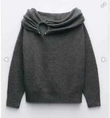 ZARA 자라 드레이프 니트 스웨터 다크 그레이 오프숄