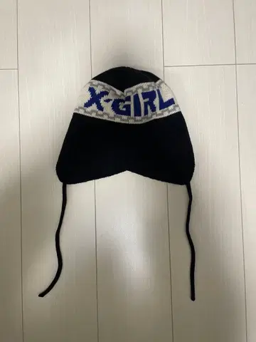 X-GIRL 로고 니트 모자 귀도리 포함