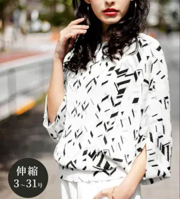 SPECCHIO 스페치오 셔틀 플리츠 풀오버 기하학 패턴