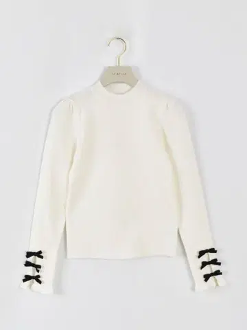 안미르 소매 리본 리브 니트