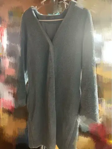 스카이블루 플리스 롱 코트