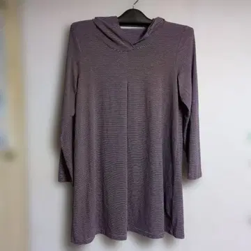 세미아쥬, 스트라이프 후드 부착 긴팔 튜닉, 신축성 있음