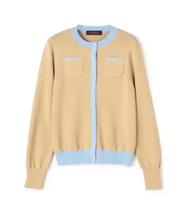 CABaN 코튼 캐시미어 바이컬러 크루넥 가디건